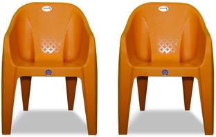 ARLAVYA Sofa Chair for Office,Home,Garden, Set of 2, Color-Orange Plastic Outdoor Chair