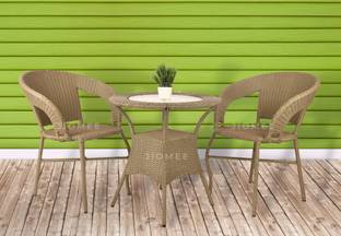 Jiomee Furniture Outdoor-Indoor Patio Rattan Wicker 2-Seater Chair & Table Bistro Set Metal Outdoor Chair