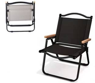 SHOPIVAAN Zero Gravity Foldable Recliner Camping Chair Solid Wood Adjustable Fabric Outdoor Chair