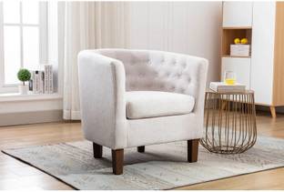 lifestyle furniture Fabric Barrel Accent Chair with Rubberwood Legs Fabric Cafeteria Chair