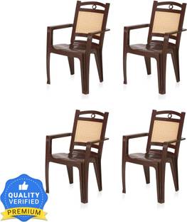 Nilkamal Mid Back Chair with Arm CHR2197|Stackable For Living, Bed Room, Kitchen, Office Plastic Outdoor Chair