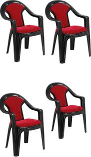 swagath furniture ADORE Stackable Lacquered Cushioned Chair with Armsrest Plastic Cafeteria Chair