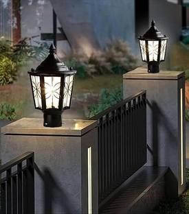MSJS Classic 4 Leaf Gate Pillar Light for Outdoor, Waterproof, Gate Light for Home gate/Gate Lamps for Outdoor Waterproof/Gate Pillar Lights for Outdoor for Boundaries, Pack of 2 (Bulb Not Included) Gate Light Outdoor Lamp