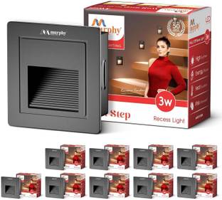 MURPHY 3W Wall Step Black Body Outdoor and Indoor LED IP65 Grade Warm White, Pack of 10 Gate Light Outdoor Lamp