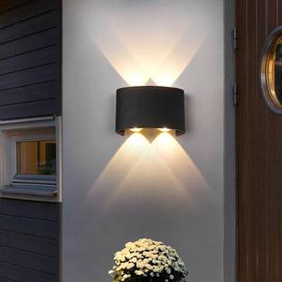 aadi Up-Down Led Outdoor Black Body Waterproof IP65 Exterior Wall Step Light Waterproof Lamp (Warm White) (( 12 Watt) 4 Ray) Post Light Outdoor Lamp (Yellow) Post Light Outdoor Lamp