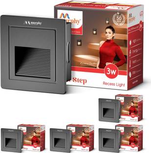 MURPHY 3W Wall Step Black Body Outdoor and Indoor LED IP65 Grade Warm White, Pack of 5 Gate Light Outdoor Lamp