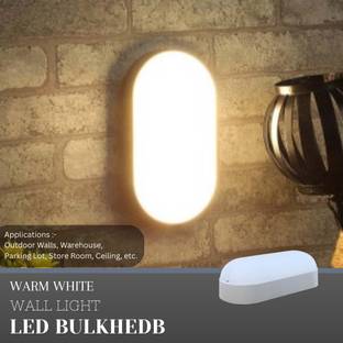 CIRAMA 9W Led Oval Shape Outdoor Bulkhead Waterproof Led Light For Outdoor Garden (Warm White) Flood Light Outdoor Lamp