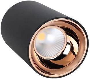 Cervo 12 Watts Black Cylindrical LED Surface Mounted Ceiling Spot Light, Warm White, Aluminium Body, 9 cm Height Post Light Outdoor Lamp