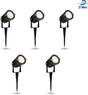 D'Mak LED Outdoor Garden Spot and Spike 5W IP65, Warm White 3000K, with 1 Year Warranty, Aluminium Body (5Watt) - Set of 5| Garden Lights | | 5w Garden Light | Post Light Outdoor Lamp
