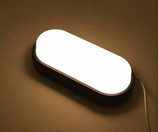 DECRETIVE 9 Watts LED Oval Shape Outdoor Bulkhead Waterproof IP54 Moisture proof Porch Light for Outdoor Garden Bathroom Light(Warm White) Gate Light Outdoor Lamp