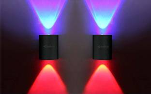 Hybrix LED UP/Down Dual Head Wall Light, 2 Watt Optical COB LED, Shock Proof Premium Look, Multicolor Lights, IP67 Waterproof for Indoor/Outdoor Use (PACK OF 2) Post Light Outdoor Lamp