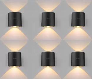 Hybrix LED UP/Down Dual Head Wall Light, 2 Watt Optical COB LED, Shock Proof Premium Look, Warm White Lights, IP67 Waterproof for Indoor/Outdoor Use (PACK OF 6) Post Light Outdoor Lamp