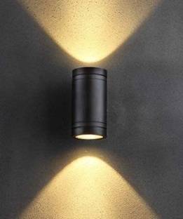SPARC LIGHTS 10 Watt Outdoor/Indoor Up Down Light (Round) 2*5W Wall Lamp Black Body IP65 Weather Proof, Warm White (3000K) (1 Year warranty) Post Light Outdoor Lamp