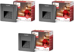 MURPHY 3W Wall Step Black Body Outdoor and Indoor LED IP65 Grade Warm White, Pack of 3 Gate Light Outdoor Lamp