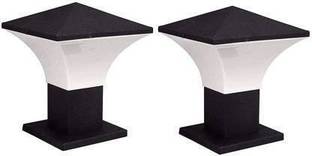 G CHHARIYA TRADERS Main Gate Pillar Lamp Waterproof Home & Kitchen Outdoor W/ Black Metal Outdoor,Gate,Garden,Pillar Post Lighting Home Fancy Modern Design(Pack Of 2)(Bulb Not Included)-Fluorescent Gate Light Outdoor Lamp