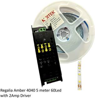 Nortek Regalia 5 Meter Amber LED Strip Lights 4040, 60 LEDs Per Meter with 2AMP LED Strip Driver - Ultra Bright, Energy-Efficient LED Light Strips for Home Decoration, Bedroom, Living Room & Diwali Light For Decoration Post Light Outdoor Lamp