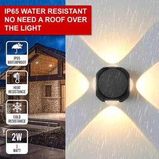 HENONIX 4 Way LED Indoor & Outdoor Lamp Up/Down Right/Left Elevation Light Rustproof & Waterproof Aluminum Body Black (Warm White) Post Light Outdoor Lamp