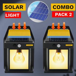 JAIKSON 21011 Combo Energy Saving Waterproof Solar Lamp | With Motion Sensor | Tungsten Bulb Decoration ( Pack Of 2 ) Hanging Post Light Outdoor Lamp