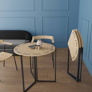 COGO Round Folding Table | 31.5 inch Diameter | 3 seater | Metal Frame Engineered Wood Outdoor Table