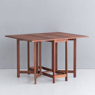 spacepanda Gateleg Folding Table in Full Red Meranti Wood for Indoor or Outdoor Garden use Solid Wood Outdoor Table
