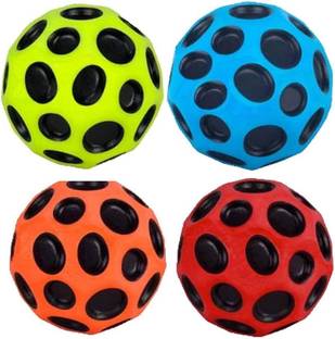CrazyBuy Bouncing Moon Ball for Kids with Soft Rubber Bounce Ball Set (Pack of 4)