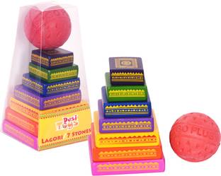 Desi Toys Lagori Game | Handcrafted Seven Stones with a Ball| For 8 years & up