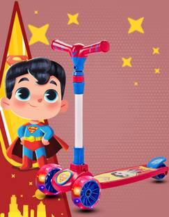 Miss & Chief Superman 3-Wheel Kids Scooter with LED Wheels & Adjustable Height