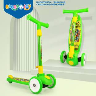 Buddynjoy Smart Kick Scooter, 4 Adjustable Height, Foldable & PVC Wheels,Cap-75 Kg