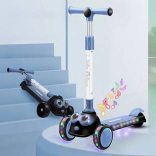 Little Olive Kids Road Runner Musical LED Scooter with Adjustable Height and Safety Features