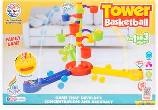Ratnas Tower Basketball Indoor Family Game for 3 players (Multicolor) (1634)
