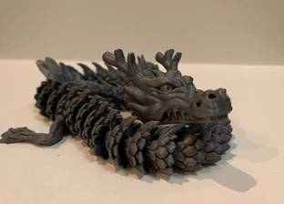 CERO ® 3D Printed Single Flexi Chinese Dragon/Home Decor/Display (Black PLA Plastic)
