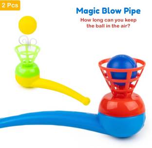 zokato Magic Blow Pipe Set of 2 Floating Ball Creative Magic Blowing Ball Toy.