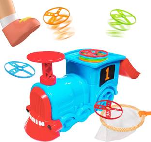 Braintastic Train Flying Disc Launcher Toy for Kids and Adults