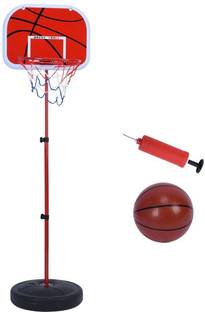 IRIS Basketball Stand, Free Stand Height Adjustable Backboard Hoop Kit with Pump Ball and Mounting Accessories Toy Set for Children Indoor Outdoor