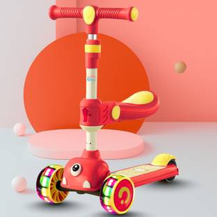 Little Olive Double Deck Scooter With LED Lights, Adjustable Handlebar, and Lean-to-Steer