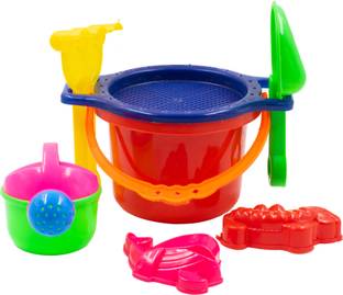 WISHKEY Gardening and Sand Game Castle Building Toys with Bucket, Beach Toy Set for Kids