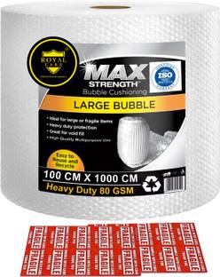 ROYAL CARE PROFESSIONAL Bubble Wrap Sheet 100CM x 1000CM – Durable 80 GSM With Fragile Stickers Security Bag