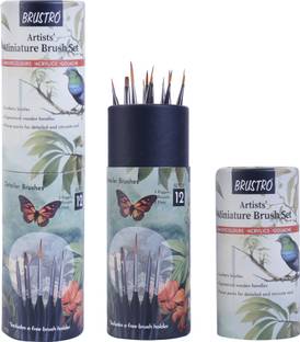 BRuSTRO ARTISTS’ Watercolour & Acrylic MINIATURE BRUSH SET of - 12