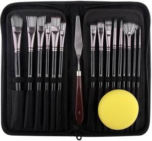 Qunex care Set for Painting Brush, Artist Painting set of 15 with 1 Palette and 1 Sponge