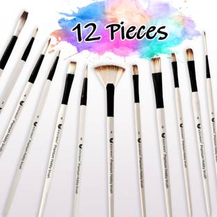 Eduway Nylon Hair Set of 12 Painting Brush with Ergonomic Grip|Suitable for Modern Art|