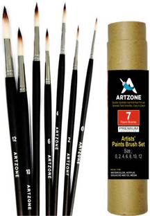 Artzone Handmade Professional Round Premium Synthetic Brushes with Free Brush Holder