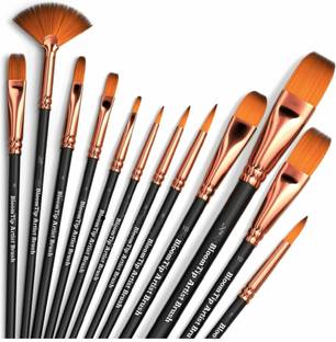 BloomTip Premium Handmade Artist Painting Brushes for Acrylic,Watercolor, Fabric.