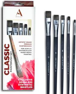 ArtRight Artist Flat Blender PaintBrush (Set of 5) for Premium Blending & Shading