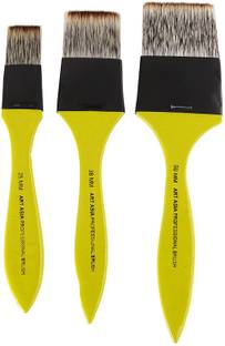 FRKB Synthetic Triple Hair Flat Paintbrush Set of 3 for Watercolor , Acrylic Painting