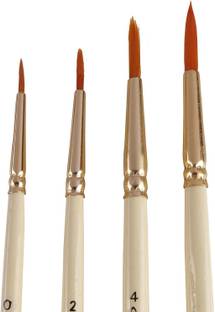 Qatalitic Set of 4 Round Synthetic Painting Brush, for Watercolor, Acrylic, Oil Painting