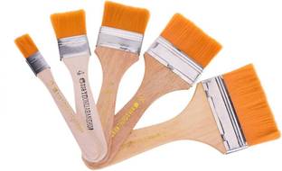 Qatalitic Flat Painting Paint Brush for Acrylic oil Painting Soft Nylon Hair Wooden Handle