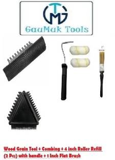 GAUMUK TOOLS complete Kit wood Grain tool combing flat brush 4 inch refill for wall painting Paint Roller