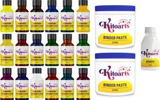 Kitoarts Screen Printing kit and Block Printing Kit With 18 Colours, Binders and Fixer