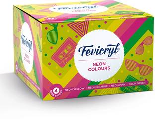 Fevicryl Neon Acrylic Colour Kit, Neon Paints (4 Shades, 15ml)