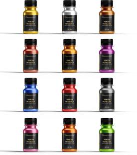 Granotone Acrylic Venezia Metallic Colour | 12 Metallic Shades | 50 ml | Extra Sheen | Non Fading | Indoor/Outdoor | Non Toxic | Multi-Surface | Pro Artist, Hobby Painters & Kid | Made in India